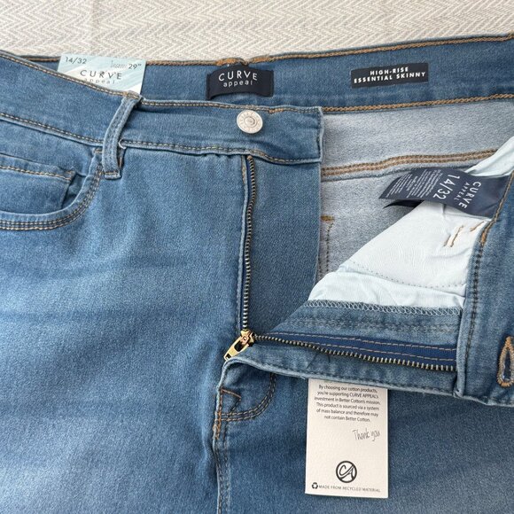 NWT Curve Appeal High Rise Essential Skinny Jean Womens 14/32 Blue Stretch Casua - Picture 8 of 11